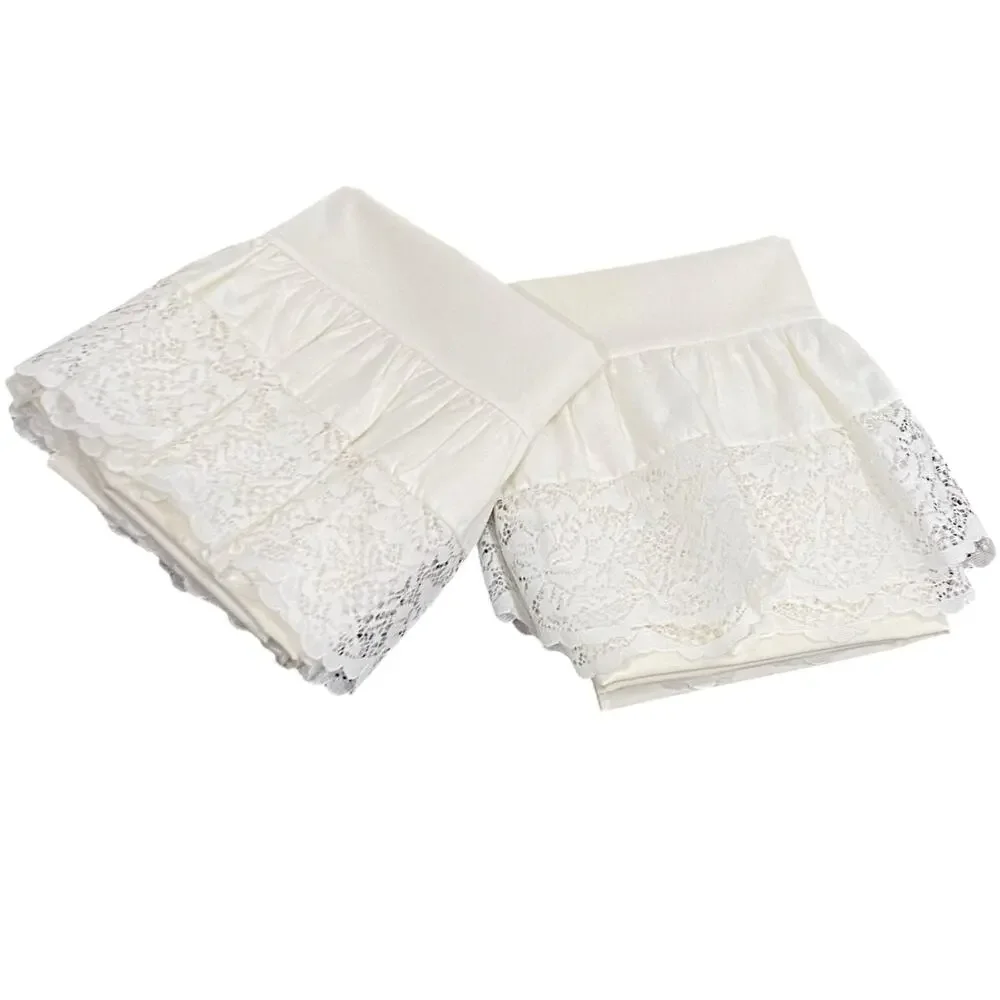 Vintage At Home With Martha Stewart Standard Pillowcases Set 2 Lace Ruffle 1989